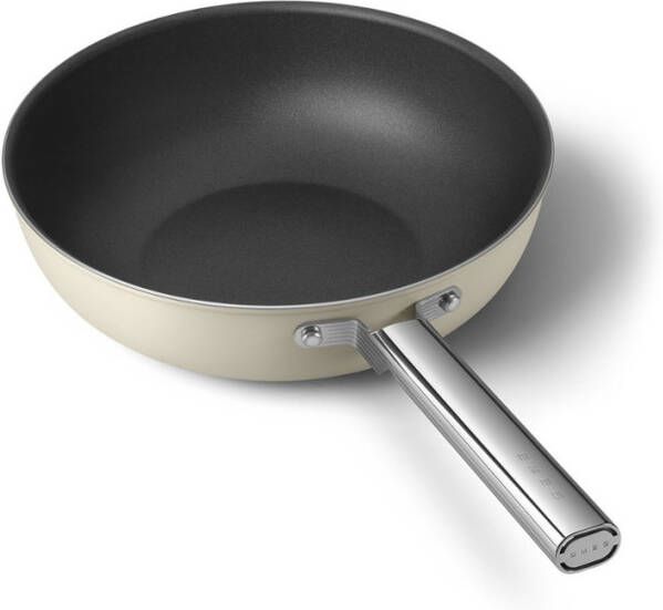 Smeg Wokpan Creme Mat ø 30 Cm/5.2 Liter Standaard Anti aanbaklaag