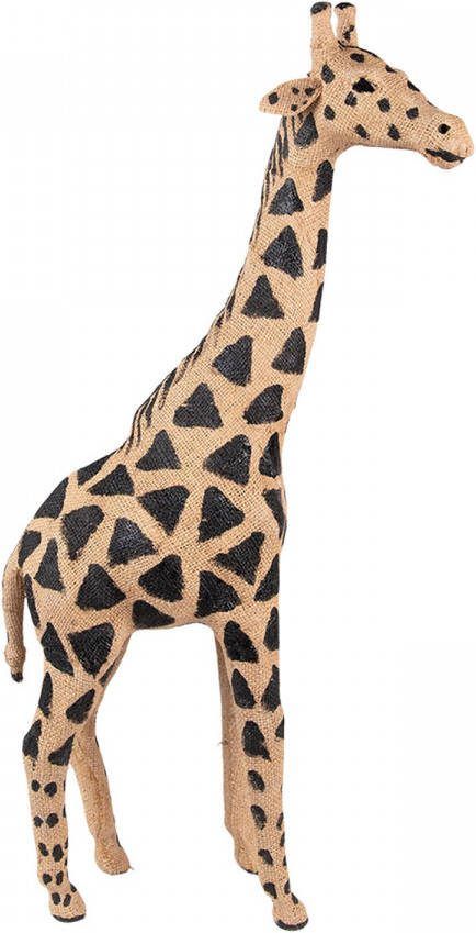 Clayre & Eef Beeld Giraf 46 Cm Bruin Zwart Papier Ijzer Textiel Woonaccessoires Beeld Decoratie Decoratieve