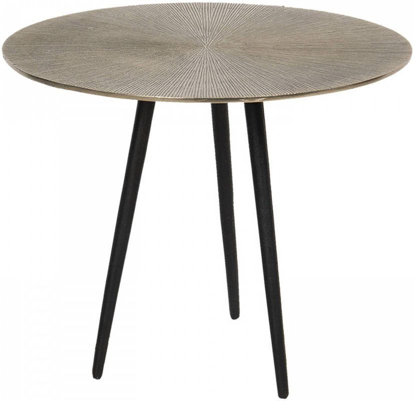 Clayre & Eef Bijzettafel Ø 49x40 Cm Goudkleurig Aluminium Rond Side Table Tafeltje Goudkleurig Side Table Tafeltje