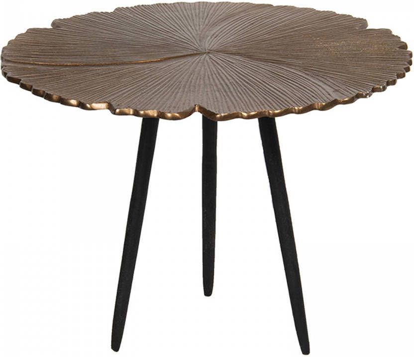 Clayre & Eef Bijzettafel Ø 50x36 Cm Bruin Aluminium Rond Side Table Tafeltje Bruin Side Table Tafeltje