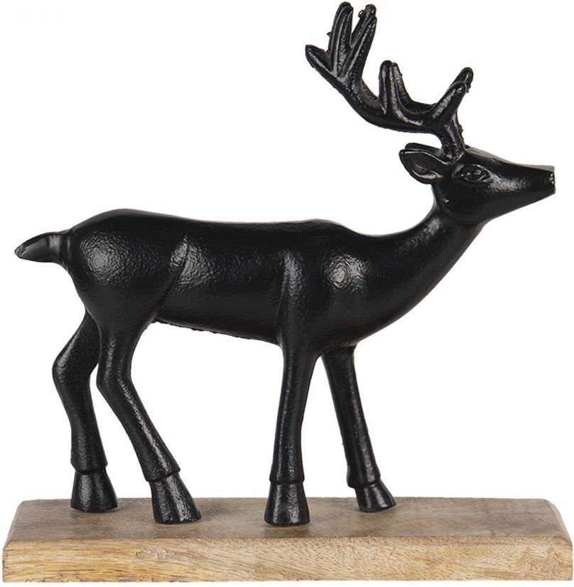 Clayre & Eef Beeld Rendier 20x8x22 Cm Bruin Aluminium Decoratief Figuur Decoratieve Accessoires Woonaccessoires Bruin