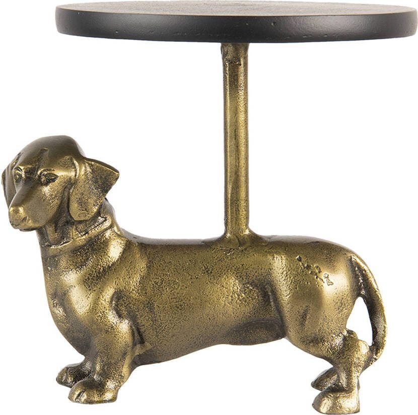 Clayre & Eef Etagère Hond 21*15*25 Cm Goudkleurig Aluminium Serveerschaal Goudkleurig Serveerschaal