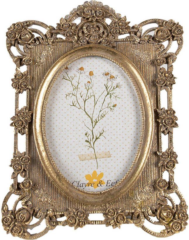 Clayre & Eef Fotolijst 10x15 Cm Goudkleurig Kunststof Glas Fotokader Wissellijst Foto Frame Goudkleurig Fotokader