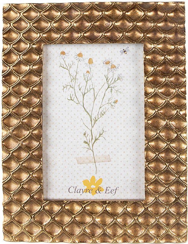 Clayre & Eef Fotolijst 10x15 Cm Goudkleurig Kunststof Honingraat Fotokader Wissellijst Foto Frame Goudkleurig Fotokader