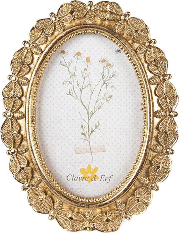 Clayre & Eef Fotolijst 10x15 Cm Goudkleurig Kunststof Vlinders Fotokader Wissellijst Foto Frame Goudkleurig Fotokader