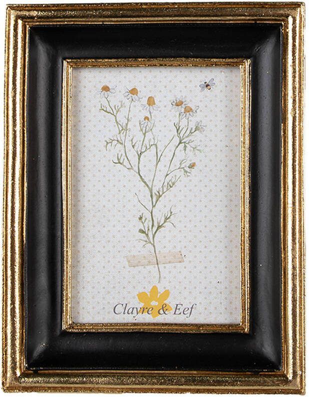 Clayre & Eef Fotolijst 10x15 Cm Goudkleurig Zwart Kunststof Fotokader Wissellijst Foto Frame Goudkleurig Fotokader