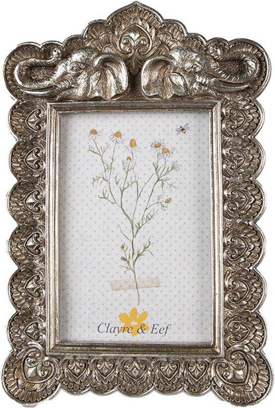 Clayre & Eef Fotolijst 10x15 Cm Zilverkleurig Kunststof Fotokader Wissellijst Foto Frame Zilverkleurig Fotokader