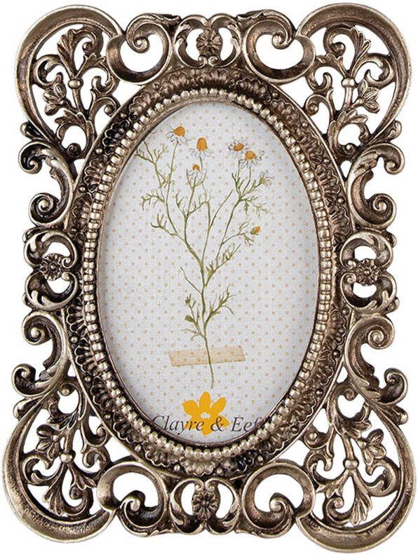 Clayre & Eef Fotolijst 10x15 Cm Zilverkleurig Kunststof Glas Fotokader Wissellijst Foto Frame Zilverkleurig Fotokader