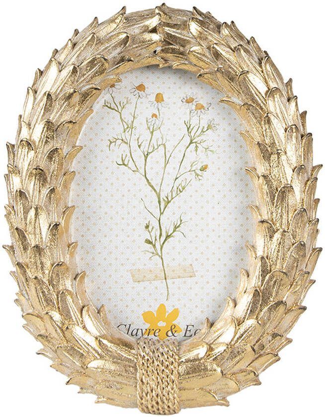Clayre & Eef Fotolijst 13x18 Cm Goudkleurig Kunststof Glas Fotokader Wissellijst Foto Frame Goudkleurig Fotokader