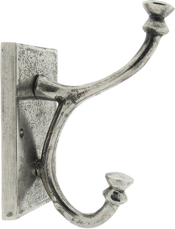 Clayre & Eef Wandhaak 9x15x22 Cm Zilverkleurig Aluminium Kapstok Wandkapstok Jashaak Zilverkleurig Kapstok Wandkapstok