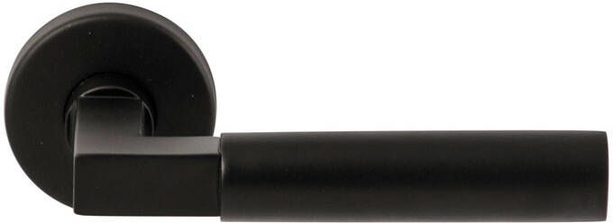 Hardbrass Deurkruk Ottawa Zwart op rond rozet 4mm dun