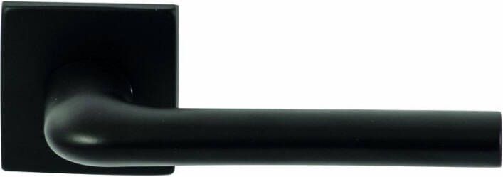 Hardbrass Deurkruk Samos Zwart op vierkant rozet 4mm dun