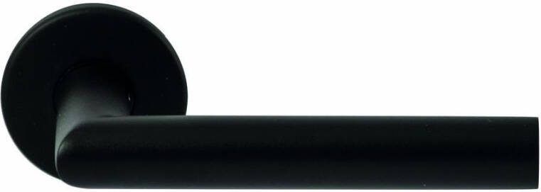 Hardbrass Deurkruk Toledo Zwart op rond rozet 4mm dun