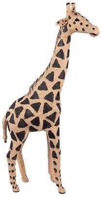 Clayre & Eef Beeld Giraf 67 Cm Bruin Zwart Papier Ijzer Textiel Woonaccessoires Beeld Decoratie Decoratieve