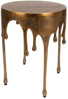 Clayre & Eef Bijzettafel Ø 43x56 Cm Goudkleurig Aluminium Rond Side Table Tafeltje Goudkleurig Side Table Tafeltje