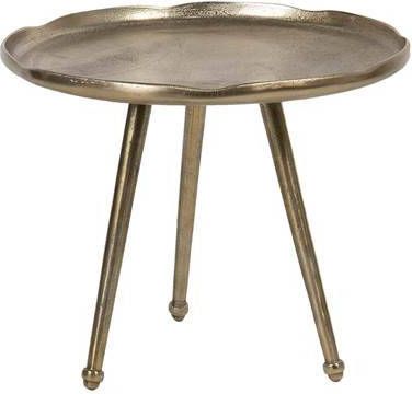 Clayre & Eef Bijzettafel Ø 69x52 Cm Goudkleurig Aluminium Rond Side Table Tafeltje Goudkleurig Side Table Tafeltje