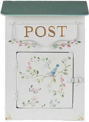 Clayre & Eef Brievenbus 22x12x31 cm Beige Groen Metaal Rechthoek Post