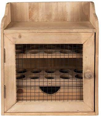 Clayre & Eef Eierkastje 30x14x36 Cm Bruin Hout Ijzer Ovaal Eierhouder Bruin Eierhouder