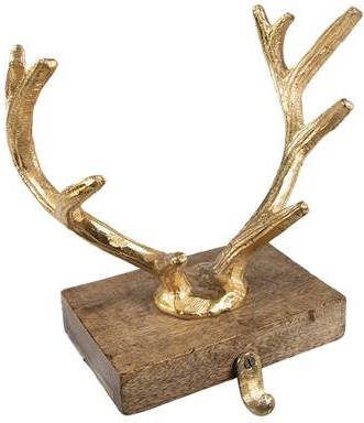 Clayre & Eef Haak Kerstsok 17 cm Goudkleurig Aluminium Gewei