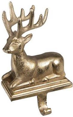 Clayre & Eef Haak Kerstsok Rendier 20 cm Goudkleurig Aluminium