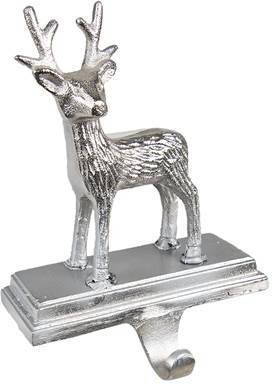 Clayre & Eef Haak Kerstsok Rendier 21 cm Zilverkleurig Aluminium