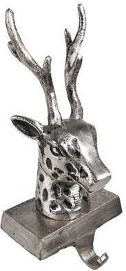 Clayre & Eef Haak Kerstsok Rendier 28 cm Zilverkleurig Aluminium