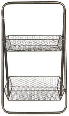 Clayre & Eef Opbergrek Manden 39x24x64 Cm Bruin Ijzer Rechthoek Keukenrek Rek Bruin Keukenrek Rek