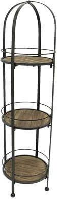 Clayre & Eef Rek 33x33x122 Cm Bruin Hout Ijzer Rechthoek Plantenrek Display Rek Bruin Plantenrek Display Rek