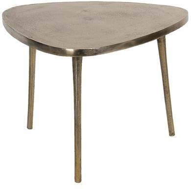 Clayre & Eef Salontafel 69x69x47 Cm Goudkleurig Aluminium Driehoek Bijzettafel Salon Tafel Koffietafel Goudkleurig