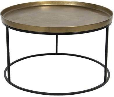 Clayre & Eef Salontafel Ø 70x41 cm Bruin Aluminium Rond Bijzettafel