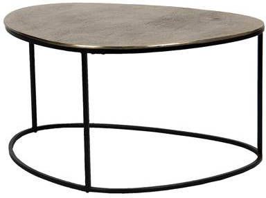 Clayre & Eef Salontafel 92x70x47 Cm Goudkleurig Aluminium Bijzettafel Salon Tafel Koffietafel Goudkleurig Bijzettafel