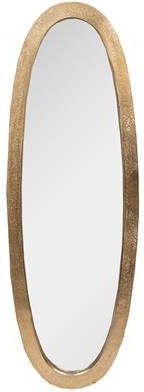 Clayre & Eef Spiegel 33x99 Cm Goudkleurig Aluminium Glas Ovaal Grote Spiegel Wand Spiegel Muur Spiegel Goudkleurig