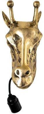 Clayre & Eef Wandlamp Giraf 34x14x28 Cm E27/max 1x60w Goudkleurig Aluminium Muurlamp Sfeerlamp Goudkleurig Muurlamp