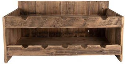 Clayre & Eef Wijnrek 65x28x33 Cm Bruin Hout Rechthoek Flessenrek Flessenhouder Bruin Flessenrek Flessenhouder