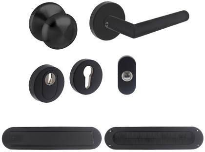 Intersteel Voordeurset veiligheidsbeslag 6 delig SKG3*** zwart rond