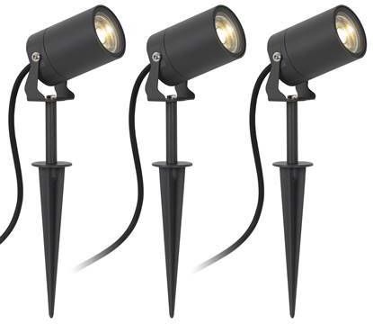 KS Verlichting 3 x Stark tuinspot incl. snoer & stekker met schemersensor