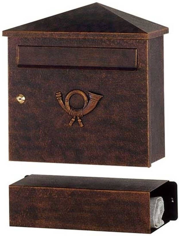 HEIBI Smaakvolle brievenbus LUCIO bruin goud gepatineerd