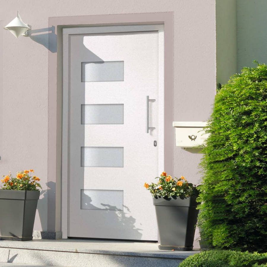 VIDAXL Voordeur 100x200 cm aluminium en PVC wit